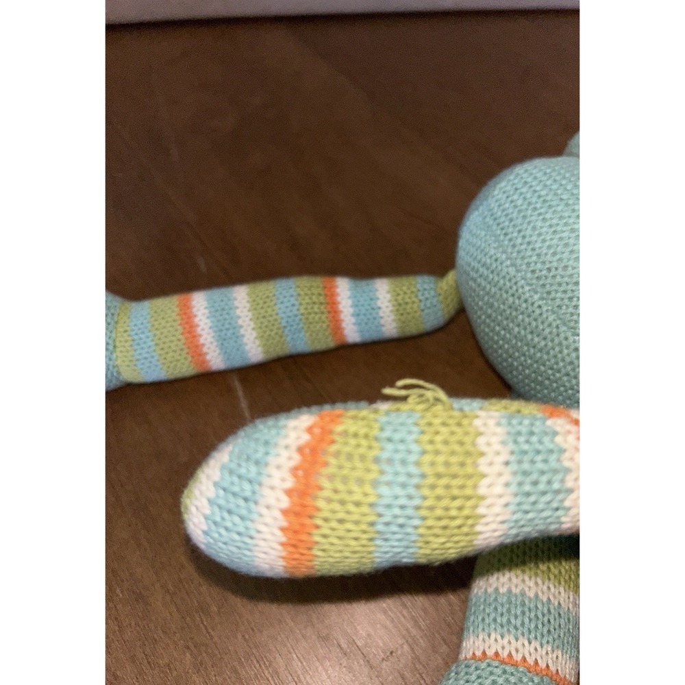 Maison Chic Handmade 12" Knit Stuffed Dog Plush Medium Size Vintage Stripes - Picture 9 of 9